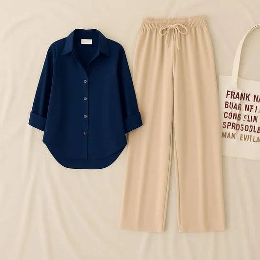 NK Co-Ord Set – Blue & Beige