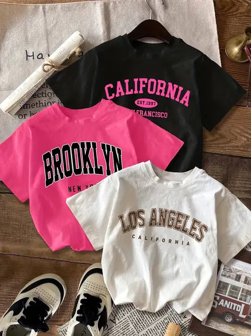 Kids Tees( Pack Of 3) California, Brooklyn, Los Angeles