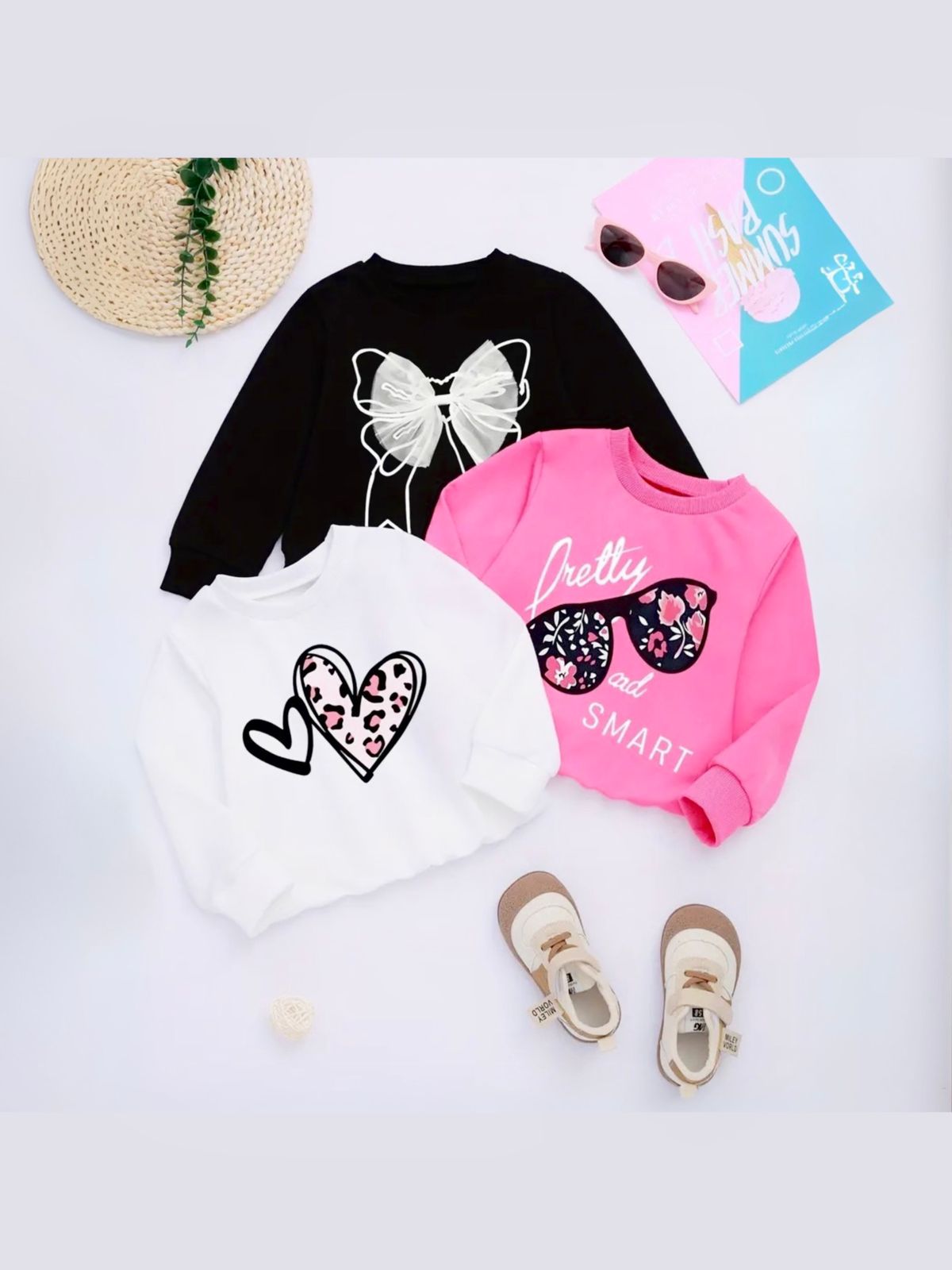 Kids Sweatshirts ( Pack Of 3) Heart , Butterfly